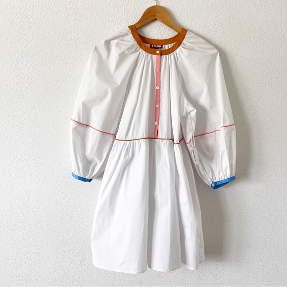 Staud Demi Colorblock-Trimmed Mini Dress - Picture 2 of 9